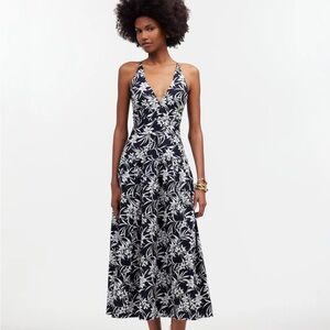 NWT Madewell Smocked Halter Midi Dress in Poplin